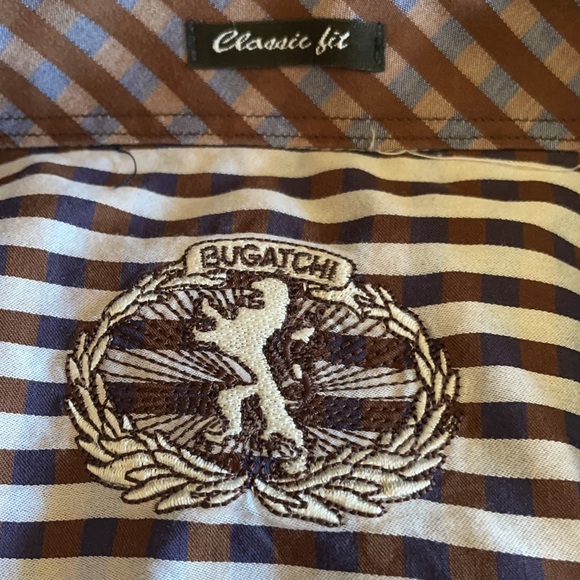 Bugatchi long sleeve casual button down shirt size large blue,brown - Picture 7 of 8